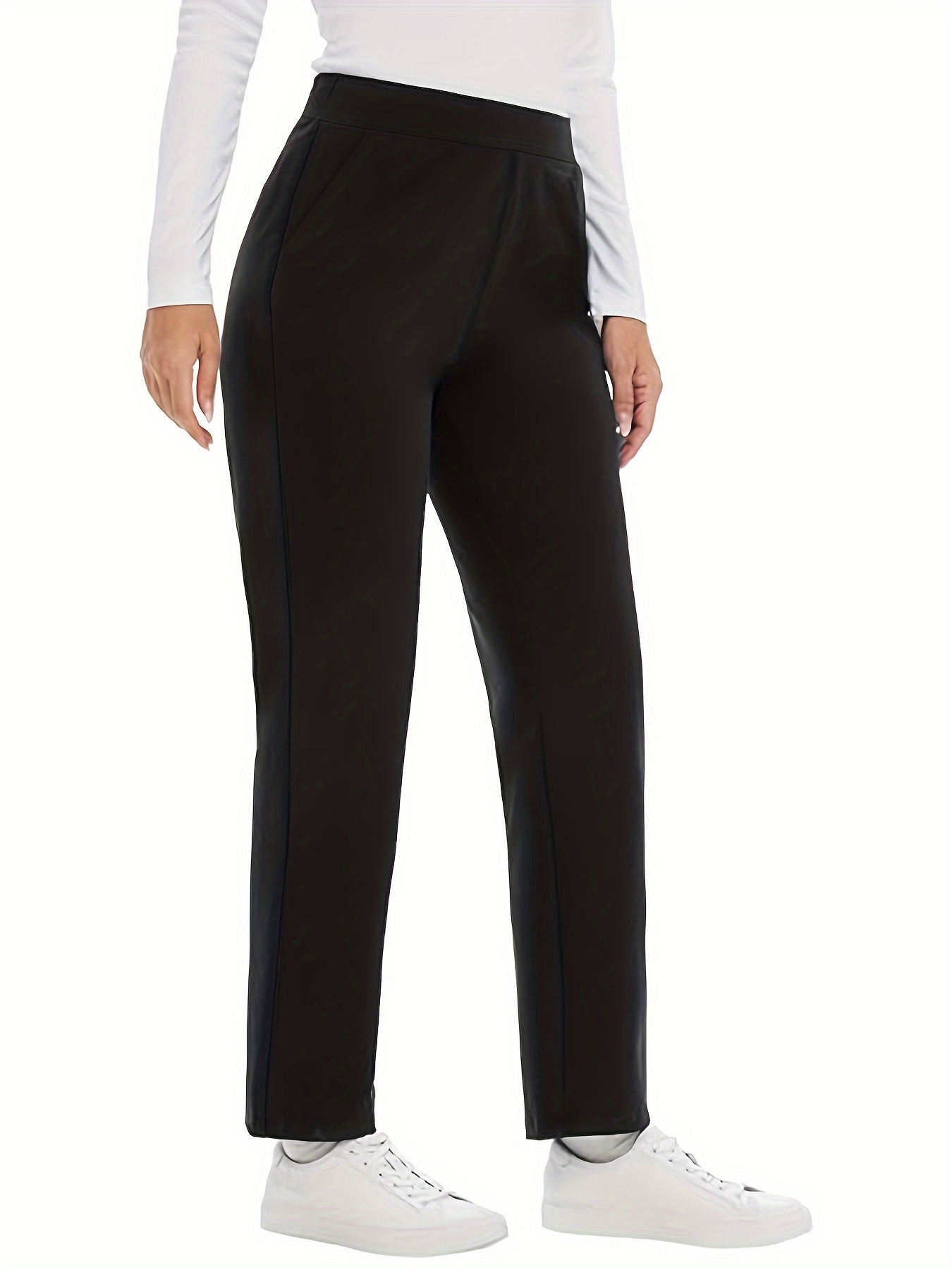 Women'S Formal Wear Pants - بنطال نسائي مستقيم أحادي اللون من