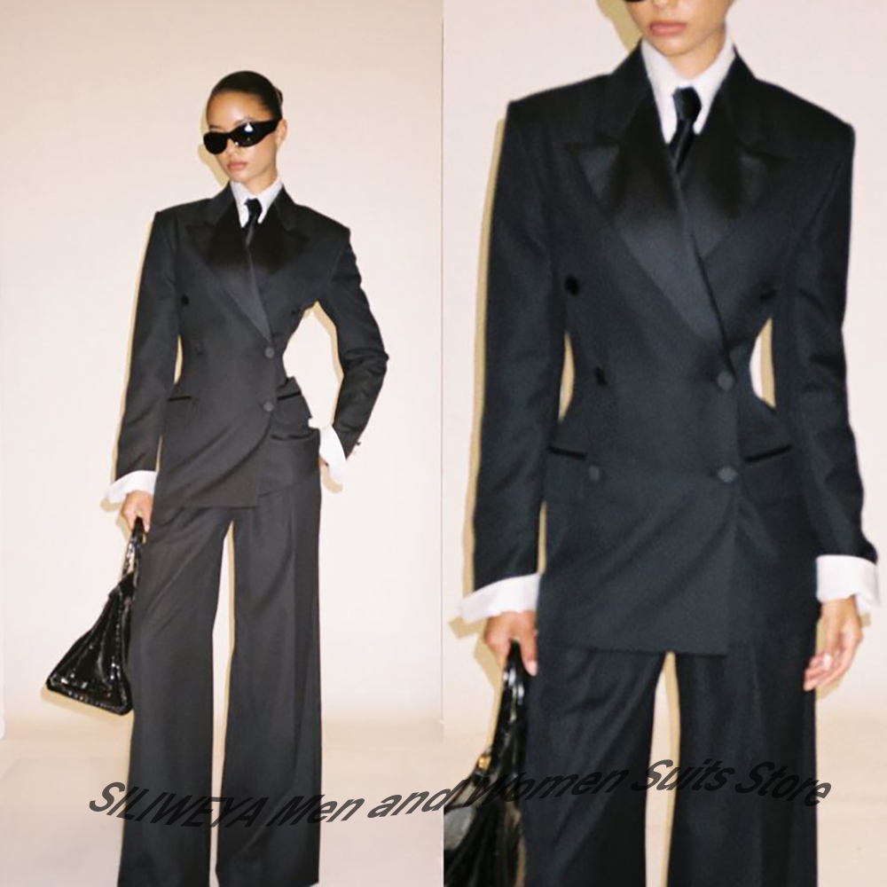 Women'S Office Formal Wear For Ladies - المهنية المرأة السوداء مزدوجة الصدر دعوى
