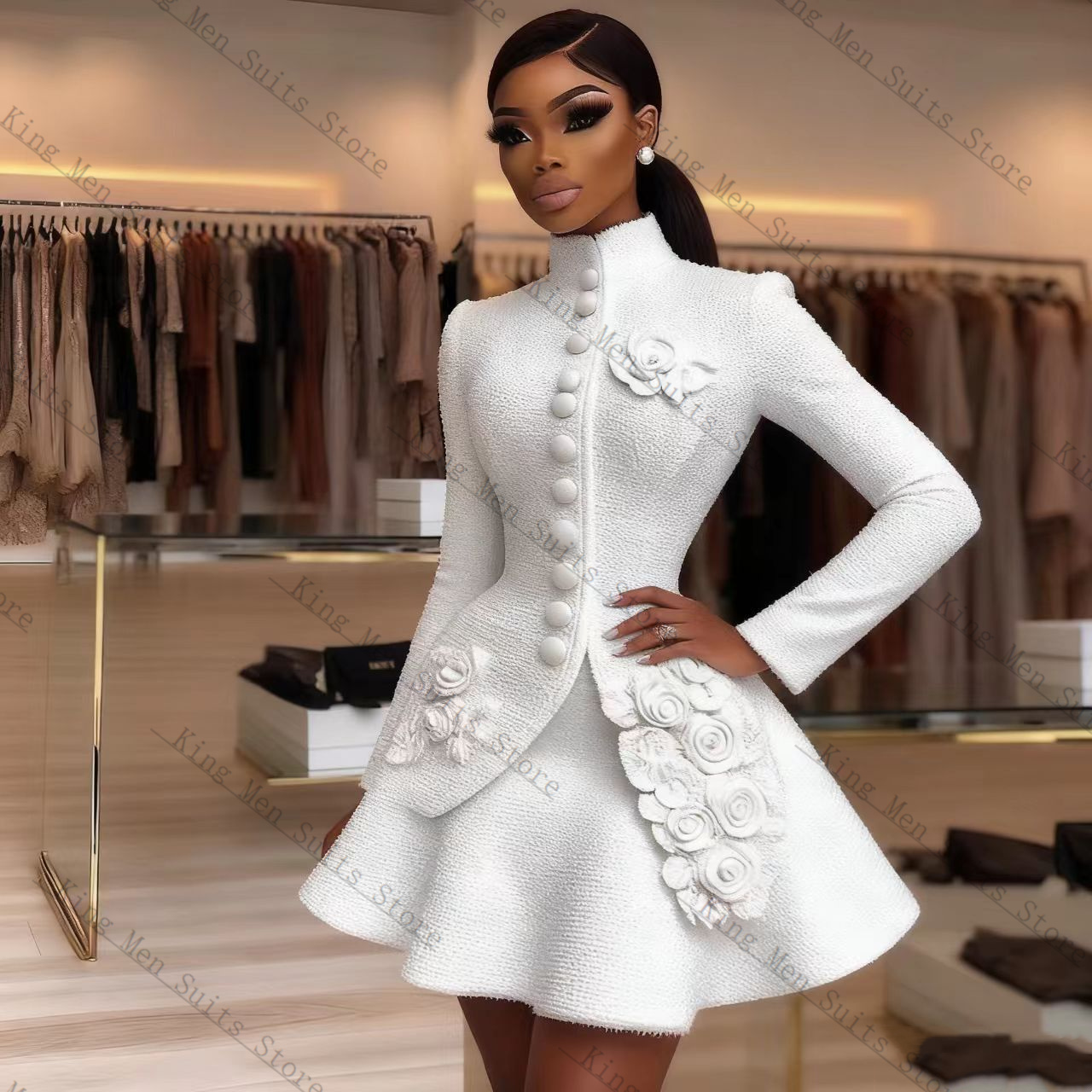 Women'S Formal Wear For A Wedding - الفاخرة الأبيض المرأة البدلة مجموعة 2