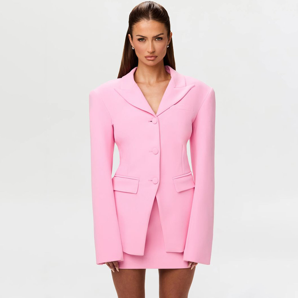 Women'S Office Formal Wear For Ladies - طقم نسائي وردي زاهي من قطعتين: