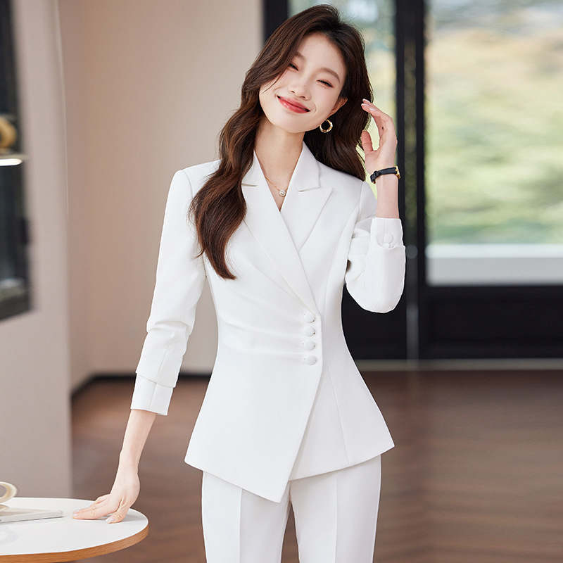بدلة عمل نسائية بيضاء، ملابس ر - مراجعة Women Formal Wear White Shirt وسعره