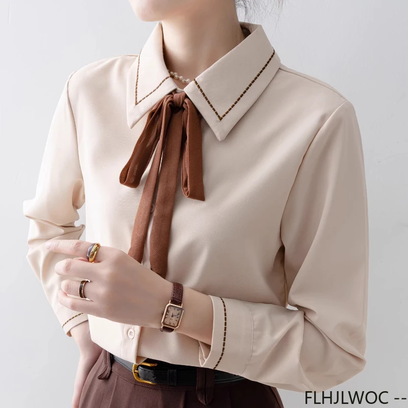 ربطة القوس فيونكة رسمية ربيعية - مراجعة Women Formal Wear White Shirt وسعره