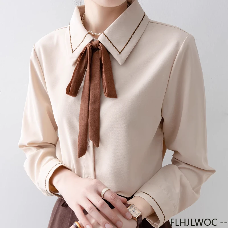 ربطة القوس فيونكة رسمية ربيعية - مراجعة Women Formal Wear White Shirt وسعره