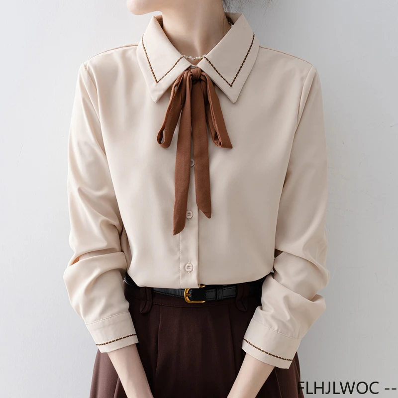 ربطة القوس فيونكة رسمية ربيعية - مراجعة Women Formal Wear White Shirt وسعره