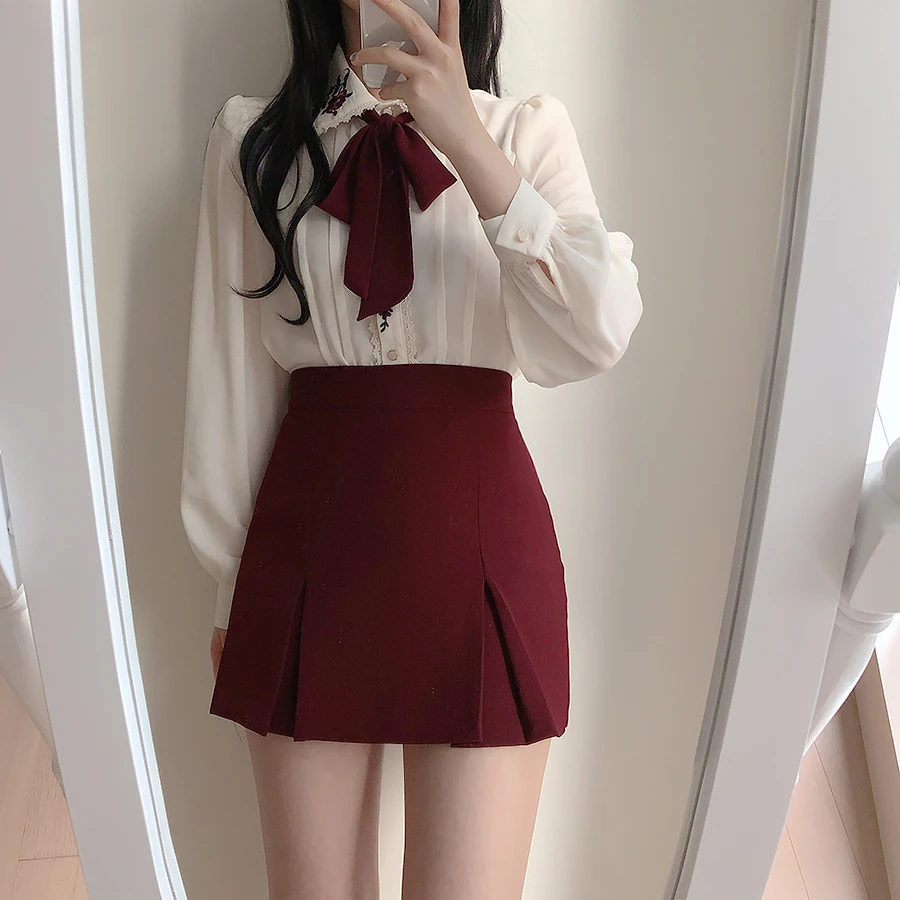 الرجعية خمر التطريز ربطة القوس - مراجعة Women Formal Wear White Shirt وسعره