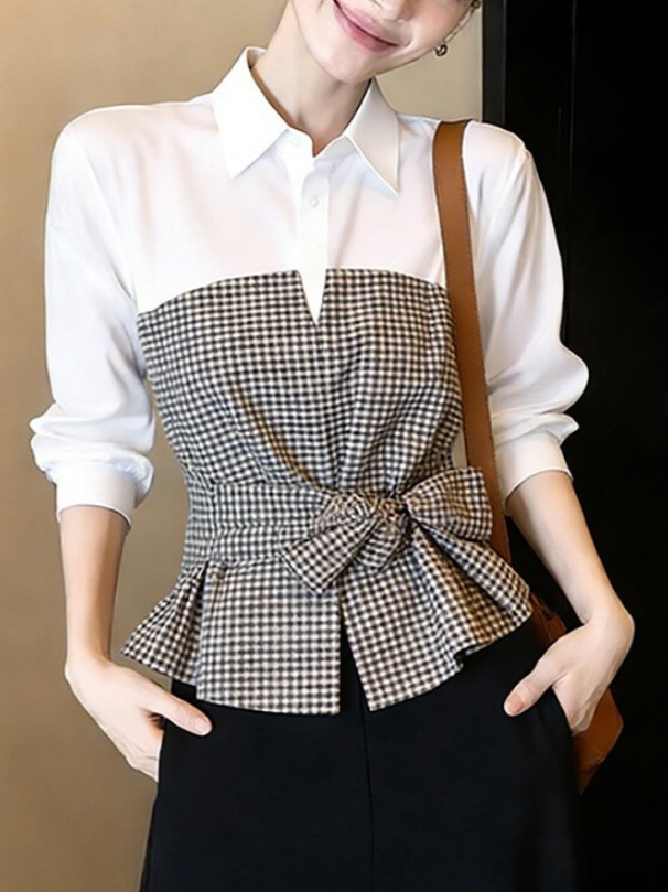 بلوزة جديدة بيضاء وسوداء بنقشة - مراجعة Women Formal Wear White Shirt وسعره