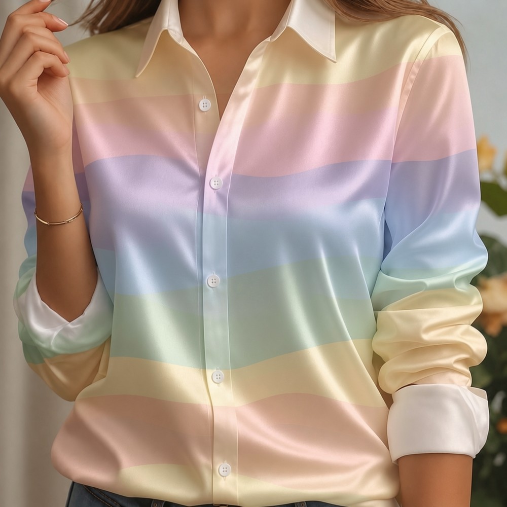 قميص نسائي من الساتان بياقة مد - مراجعة Women'S Work Fashion وسعره