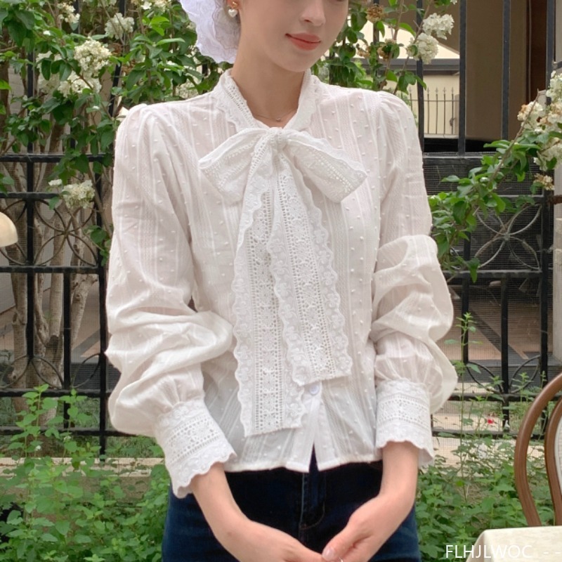 الرجعية خمر ربطة القوس فيونكة  - مراجعة Women Formal Wear White Shirt وسعره