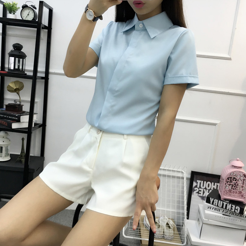 قميص أبيض فضفاض بأكمام قصيرة ل - مراجعة Women Formal Wear White Shirt وسعره