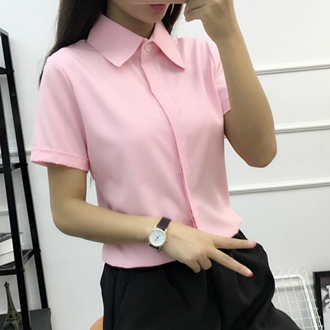 قميص أبيض فضفاض بأكمام قصيرة ل - مراجعة Women Formal Wear White Shirt وسعره