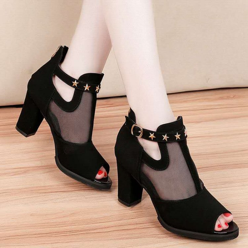 صنادل نسائية بكعب عالٍ مربع وم - مراجعة Women Formal Wear For Office وسعره