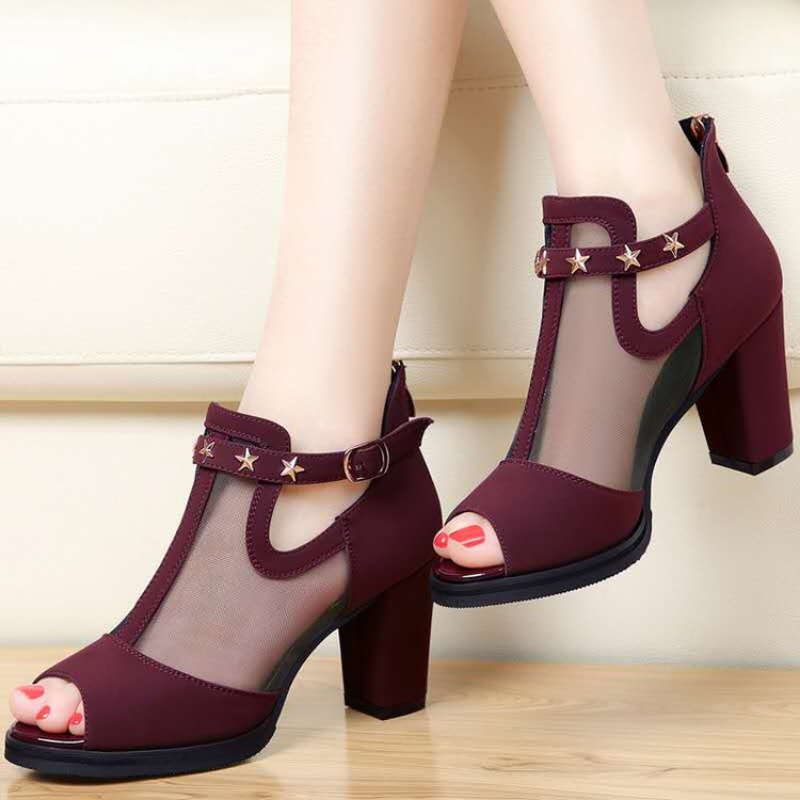 صنادل نسائية بكعب عالٍ مربع وم - مراجعة Women Formal Wear For Office وسعره